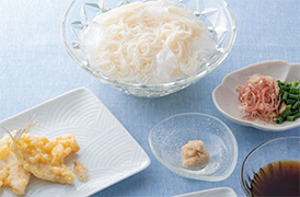 きすの天ぷら・そうめん