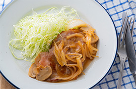 豚肉と生ハムの重ね焼きバターソース