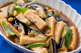 高野豆腐となすの四川炒め