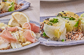 焼き白菜のホットサラダ・白菜の巻きおひたし