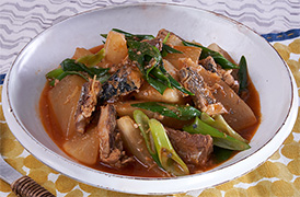 大根とさば缶の辛うま煮