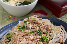 もやしと豆苗のおかずナムル・ゆで汁のかき玉スープ