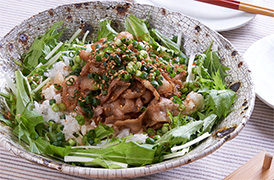 水菜と豚肉の鬼おろしサラダ