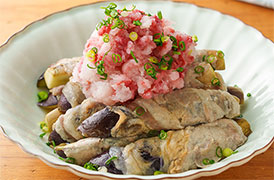 なすの肉巻き 梅おろし