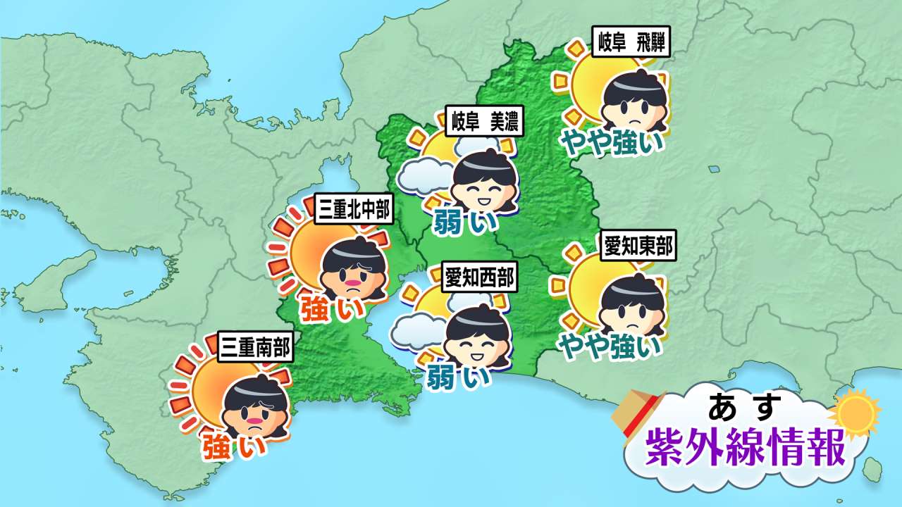 ［東海地方］明日の紫外線情報